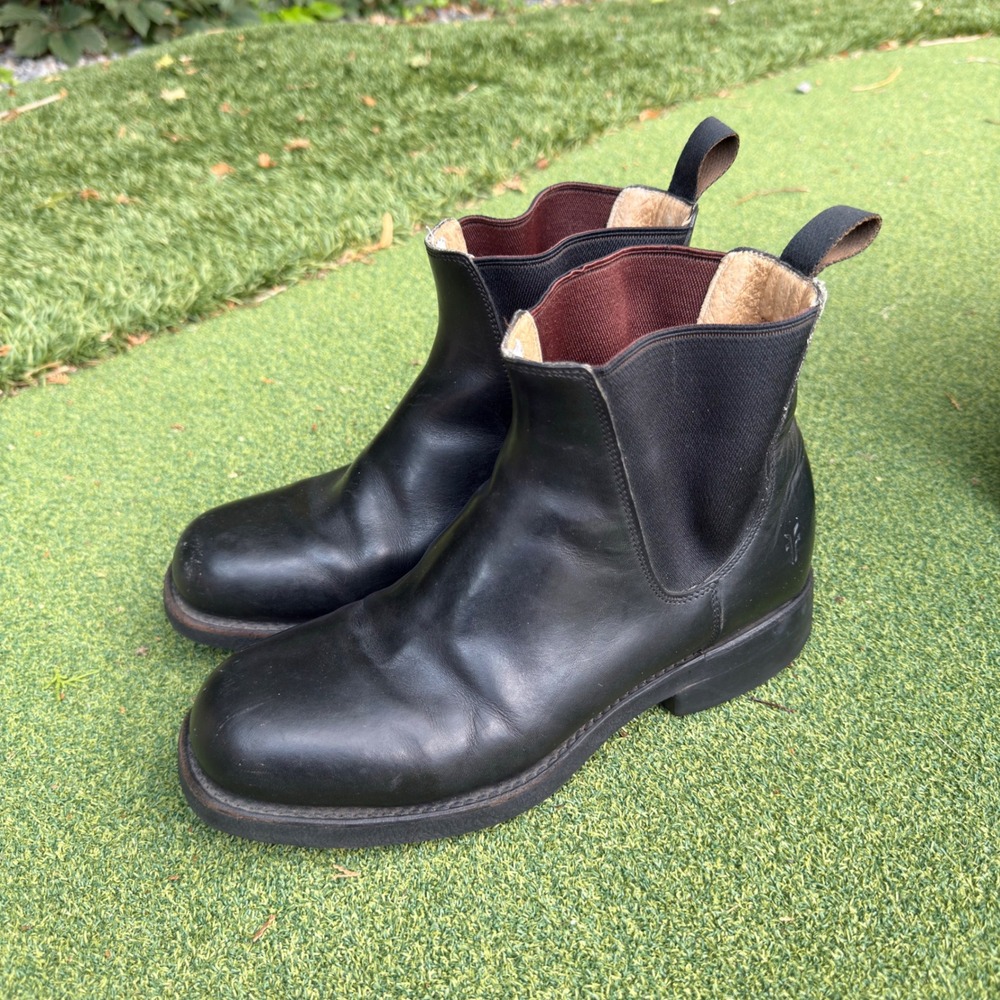 Frye Tyler Chelsea Boots Mens 7.5 D Black Leather Pull On Vintage Classic